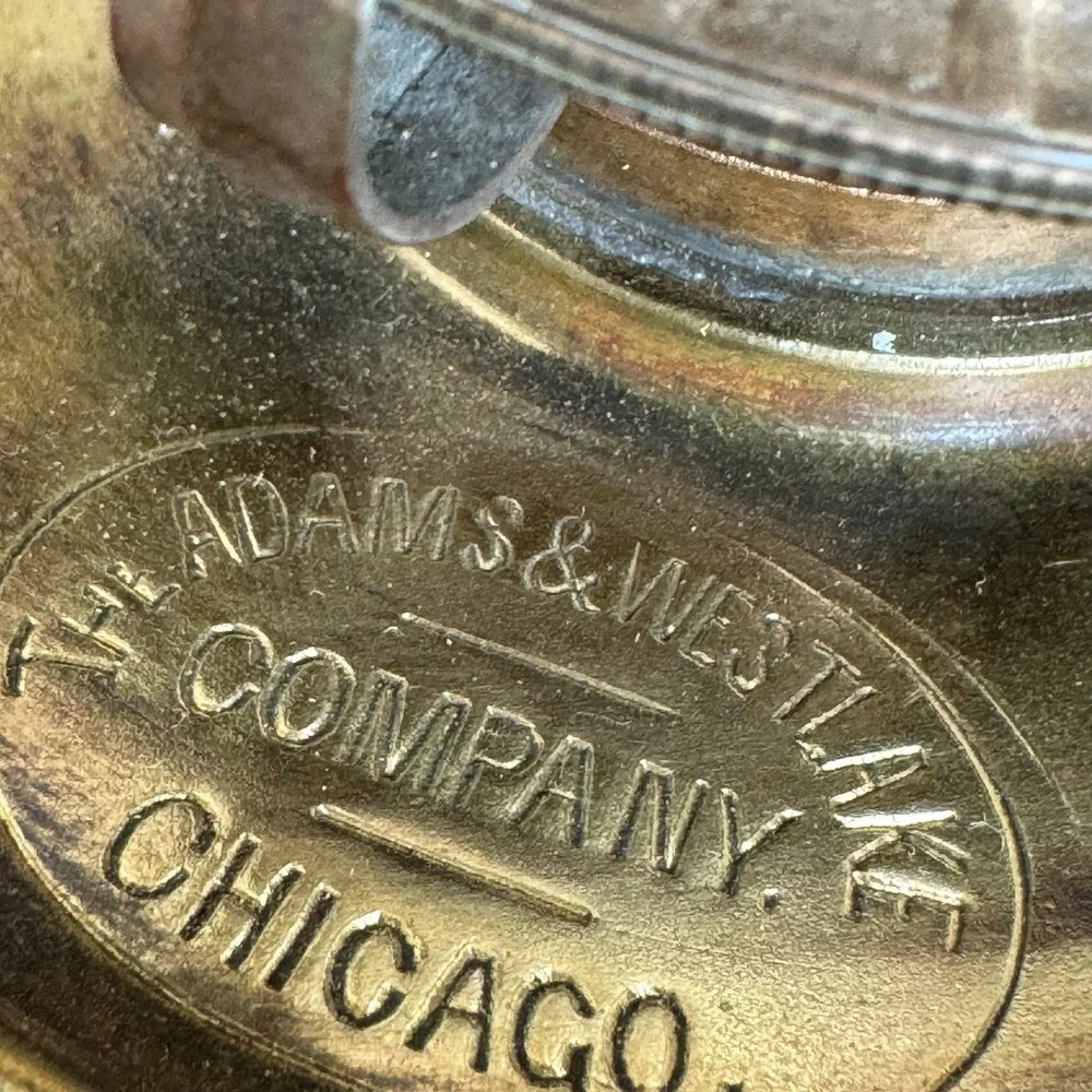 Vintage Adams & Westlake Company Brass Kerosene Oil Lamp Chicago‎ Decor